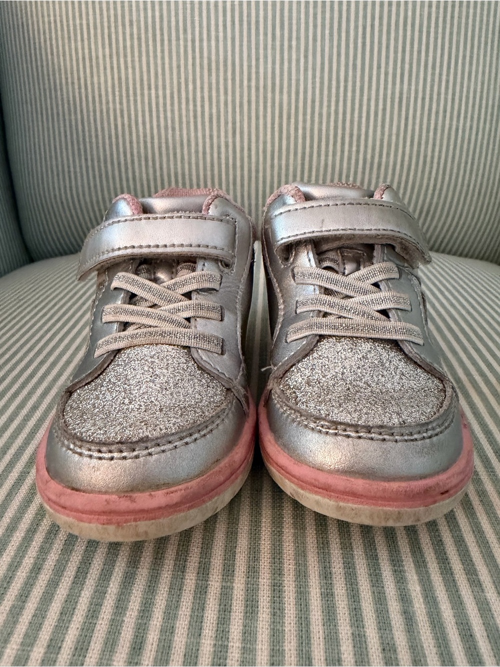 Stride Rite Kids Silver Glitter & Pink Accent Sneakers